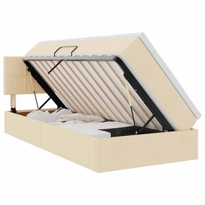 vidaXL LED легло за съхранение с матрак Кремав 90 x 190 cm Текстил
