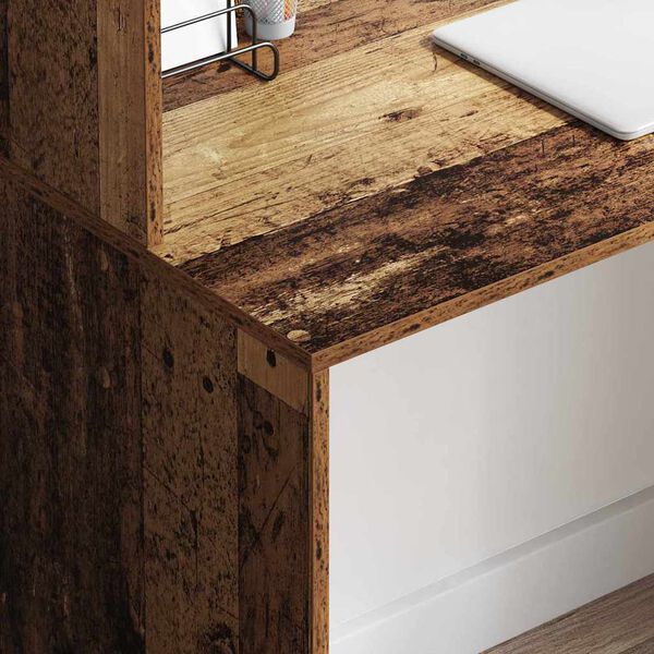 vidaXL Бюро с рафт Старо дърво 102 x 50 x 124 см Инженерно дърво