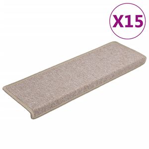 vidaXL Изтривалки за стълби 15 бр. 65x21x4 см, бежови, правоъгълни, с кант