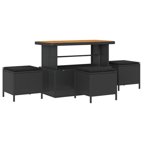 vidaXL Градински Софа Комплект 10 pcs Черно Полипропилен Ратан