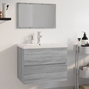 vidaXL Комплект мебели за баня, сив сонома, инженерно дърво