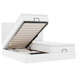 vidaXL Османска легло с матраци, чисто бяло, 200x200см изкуствена кожа