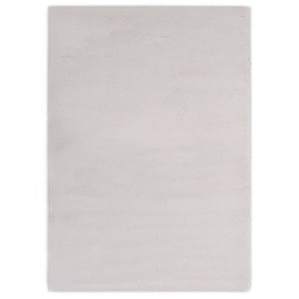 vidaXL Килим, 80х150 см, изкуствена заешка козина, сив