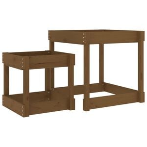 vidaXL Пясъчни маси, 2 бр, меденокафяви, борово дърво масив
