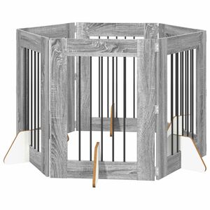 vidaXL Врата за кучета с поставки 6 pcs Сива сонома 60 x 80 cm