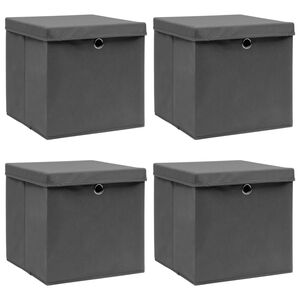 vidaXL Кутии за съхранение с капаци 4 бр сиви 32x32x32 см плат