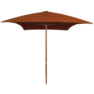 vidaXL Градински чадър с дървен прът, теракота, 200x300 см