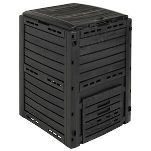 vidaXL Градински компостер Черно 59,5 x 60 x 81,5 см 280 l 100% ПП