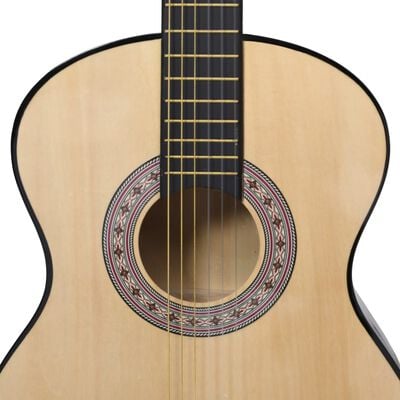 vidaXL Комплект класическа китара за начинаещи от 12 части, 4/4, 39"