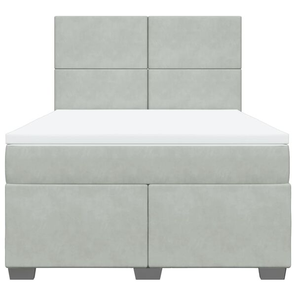 vidaXL Боксспринг легло с матрак, светлосиво, 160x200 см, кадифе