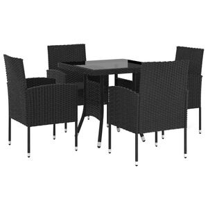 vidaXL Градински трапезен комплект, 5 части, полиратан, черен