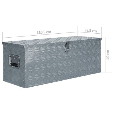 vidaXL Алуминиева кутия, 110,5x38,5x40 см, сребриста
