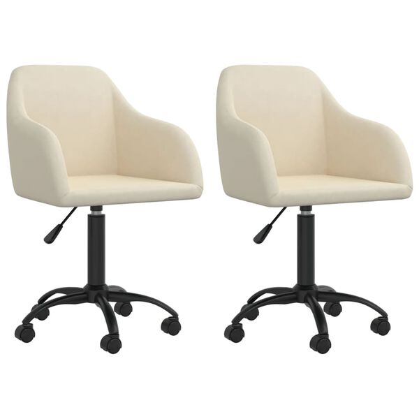 vidaXL Въртящи се трапезни столове, 2 бр, кремави, кадифе