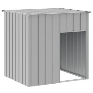 vidaXL Кучешка къщичка с покрив, светло сива, 110x103x109 см, поцинкована стомана