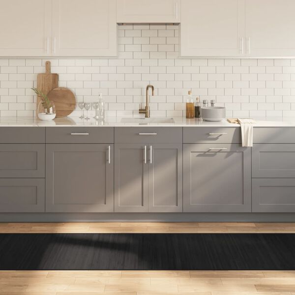 vidaXL Килим, правоъгълен, черен, 70x500 см, бамбук