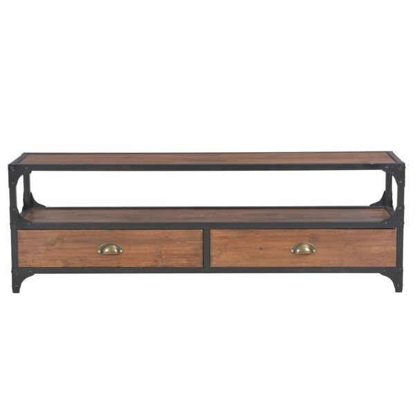 vidaXL ТВ шкаф с 2 чекмеджета 120x30x40 см борово дърво масив