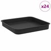 vidaXL Квадратен цветен поднос 24 бр. Черно 15 x 15 x 2 см Пластмаса