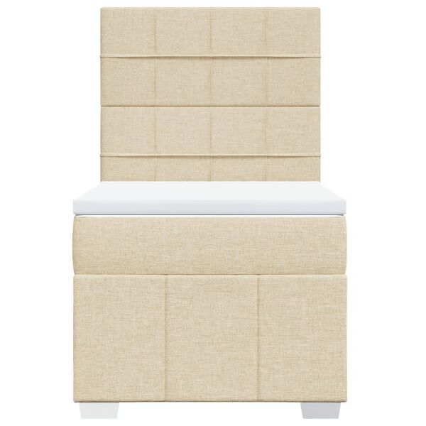 vidaXL Боксспринг легло с матрак, кремава, 90x200 см, плат