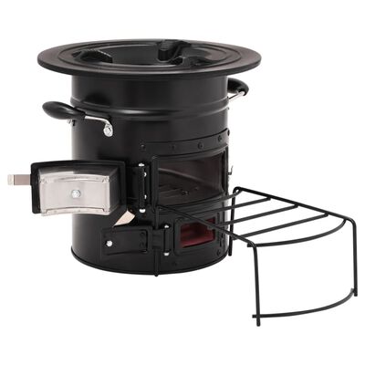 vidaXL Къмпинг печка на дърва, черна, 50x33,5x30,5 см, стомана