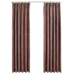vidaXL Затъмняващи завеси с куки, 2 бр, кадифе, розови, 140x245 см