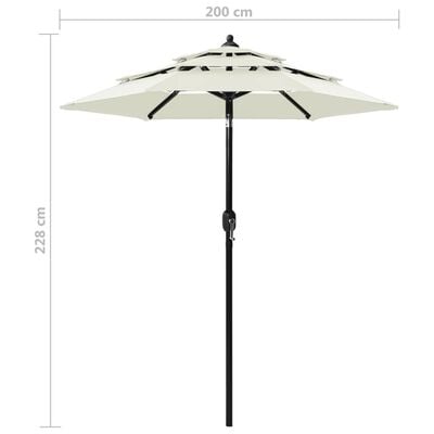 vidaXL Градински чадър на 3 нива с алуминиев прът, пясъчен, 2 м
