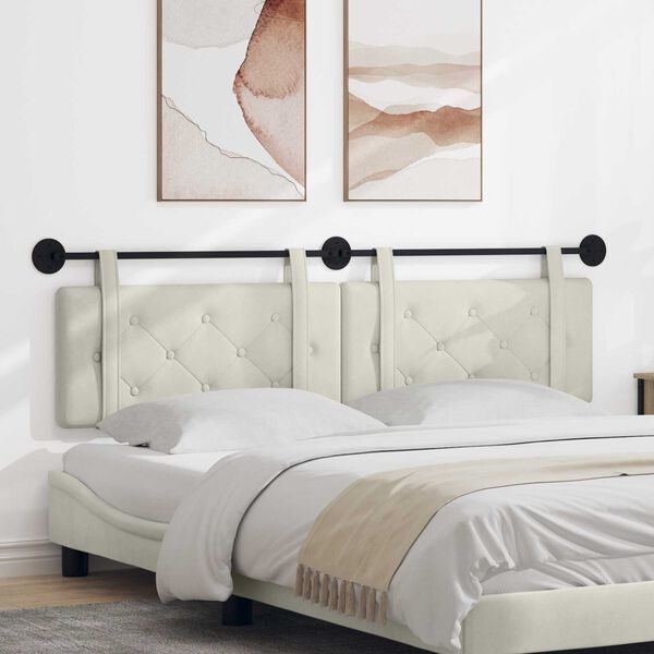 vidaXL Висяща табла Монтиране на стена Крем 190 x 55 x 5 см Кадифе