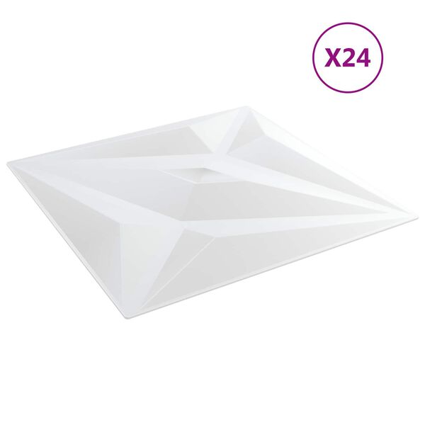 vidaXL Стенни панели Звезда 24 pcs Бял Звезда 50 x 50 cm XPS Пяна