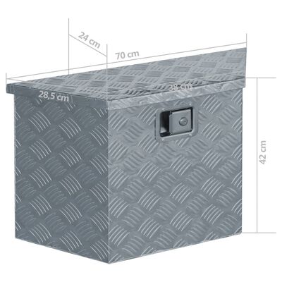 vidaXL Алуминиева кутия, 70x24x42 см, трапецовидна, сребриста