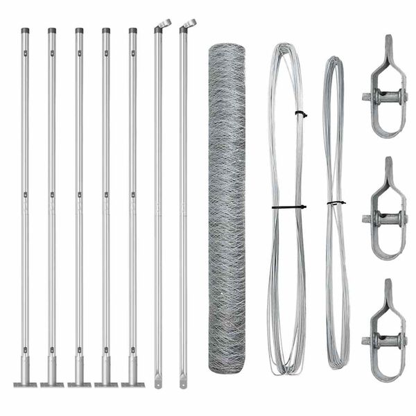 vidaXL Оградa с колчета Сребрист 1.2 x 10 m Покрит със PVC стомана