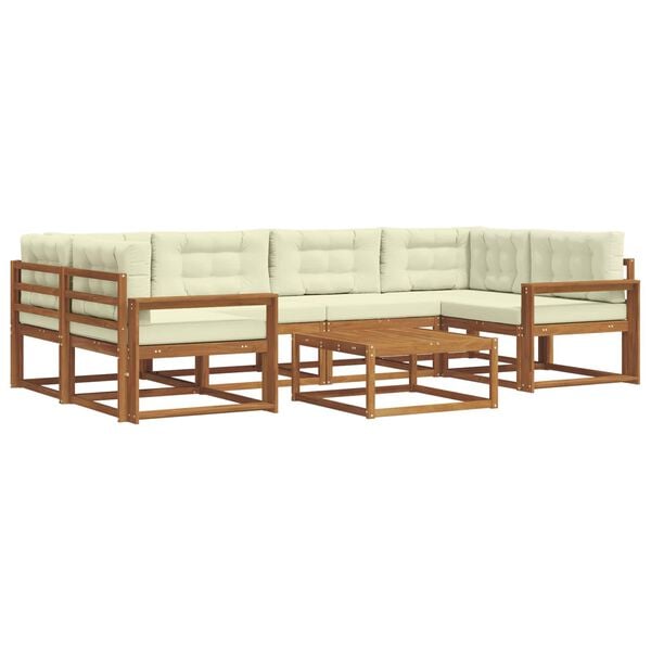 vidaXL Комплект дивани за открито 7 pcs Натурален и Крема