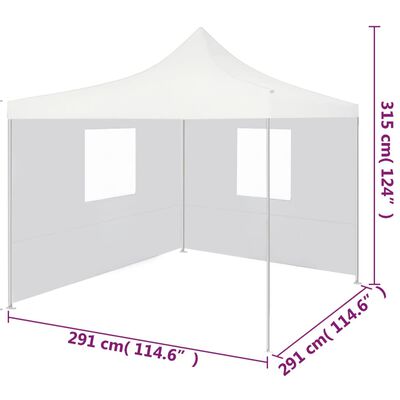 vidaXL Професионална сгъваема парти шатра 2 стени 3x3 м стомана бяла