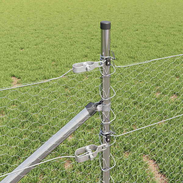 vidaXL Стълб за ограда. Сребрист 25 x 0,4 м (25 мм мрежа) Стомана