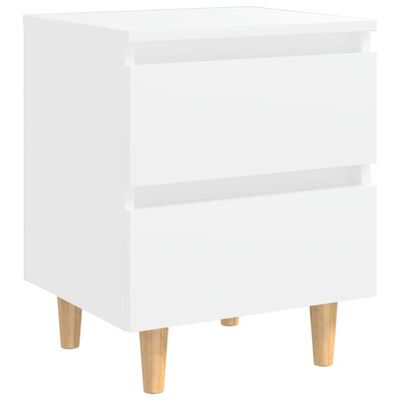 vidaXL Нощни шкафчета с крака от боров масив, 2 бр, бели, 40x35x50 см