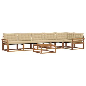vidaXL Комплект дивани за открито 7 pcs Натурален и Бежов