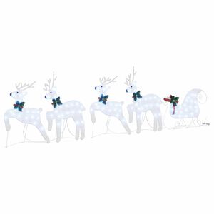 vidaXL LED елени 5 бр. Сребрист 43 x 18 x 66 см текстил