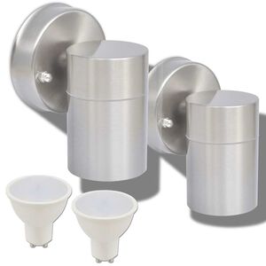 vidaXL Външни LED прожектори, неръждаема стомана, насочени надолу, 2бр