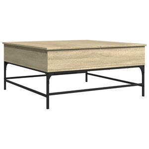 vidaXL Кафе маса, сонома дъб, 95x95x45 см, инженерно дърво и метал
