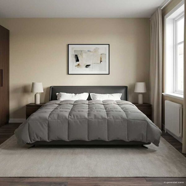 vidaXL Пълно годишно юрганче Светлосиво 220 x 260 cm Микрофибър