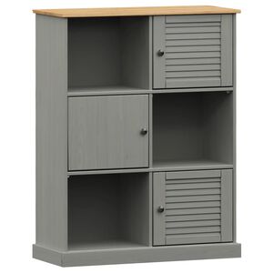 vidaXL Етажерка за книги VIGO сива 90x35x114,5 см бор масив