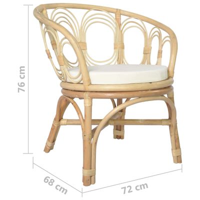 vidaXL Трапезен стол с възглавница, естествен ратан и лен
