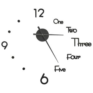 vidaXL 3D стенен часовник, модерен дизайн, черен, 100 см, XXL