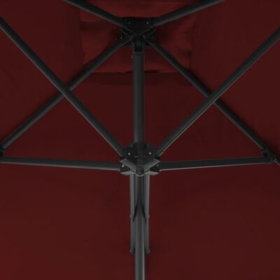 vidaXL Градински чадър със стоманен прът, бордо, 300x230 см