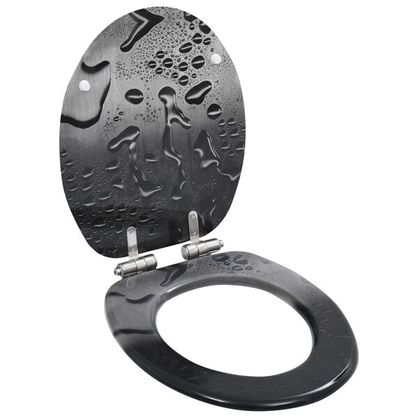 vidaXL Тоалетна седалка с плавно затваряне, МДФ капак, водни капки