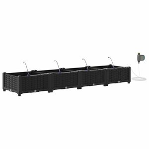 vidaXL Градинска саксия 4 бр. Черно 160 x 40 x 22 см ПП
