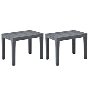 vidaXL Градински пейки, 2 бр, антрацит, пластмаса