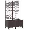 vidaXL Градински сандък с решетка и колела Кафяво 80 x 40 x 146 см ПП