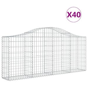 vidaXL Габионни кошници арка 40 бр 200x30x80/100 см поцинковано желязо