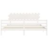 vidaXL Рамка за легло с табла, бяла, 200x200 см, масивно дърво
