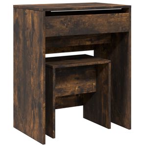 vidaXL Тоалетка и табуретка, опушен дъб, 60x40x113,5 см