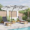 vidaXL Градински чадър с вара Пясък 372 x 198 x 243 см